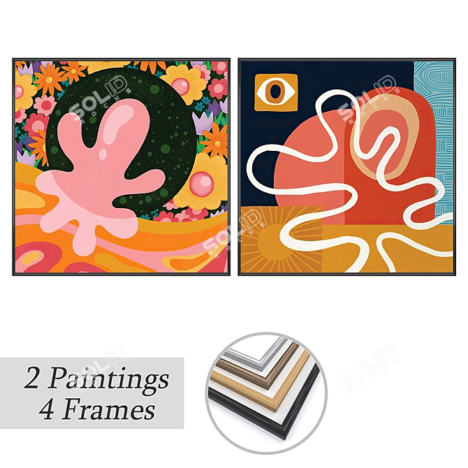 Artwork Set with Multiple Frames 3D model image 1