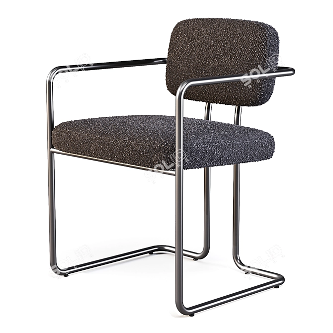 Vintage-inspired Dining Chair with Plush Upholstery 3D model image 2