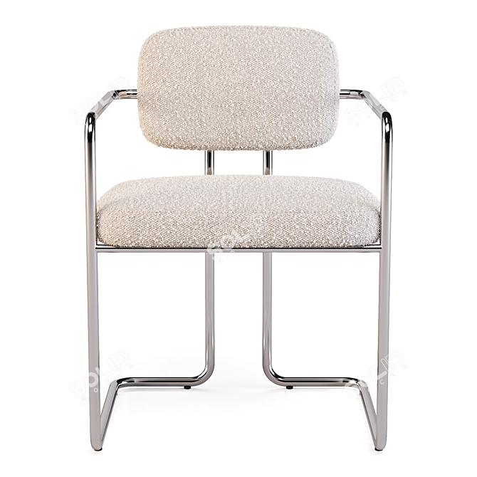 Vintage-inspired Dining Chair with Plush Upholstery 3D model image 3