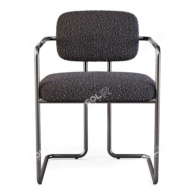 Vintage-inspired Dining Chair with Plush Upholstery 3D model image 4