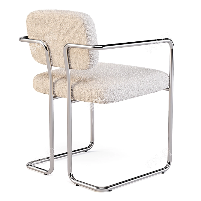 Vintage-inspired Dining Chair with Plush Upholstery 3D model image 5