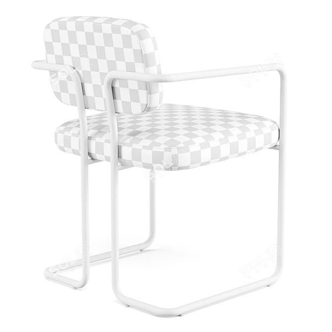 Vintage-inspired Dining Chair with Plush Upholstery 3D model image 6