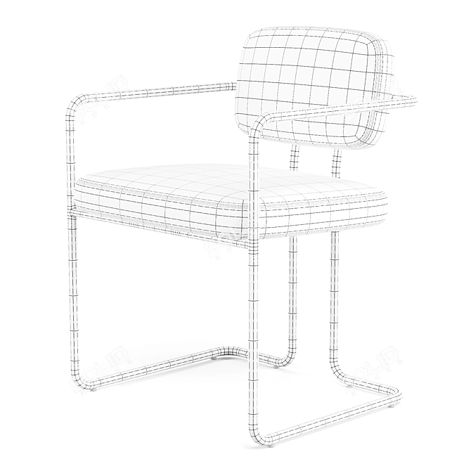 Vintage-inspired Dining Chair with Plush Upholstery 3D model image 7