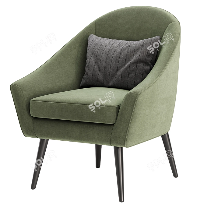 Velvet Barrel Chair, 3 Colors 3D model image 4