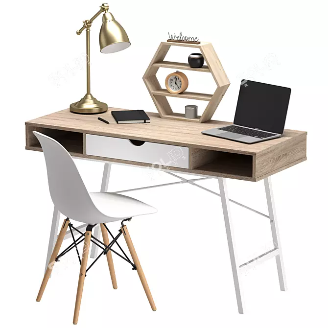 Modern Home Office Set 3D model image 1