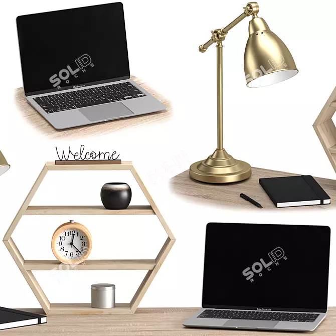 Modern Home Office Set 3D model image 2