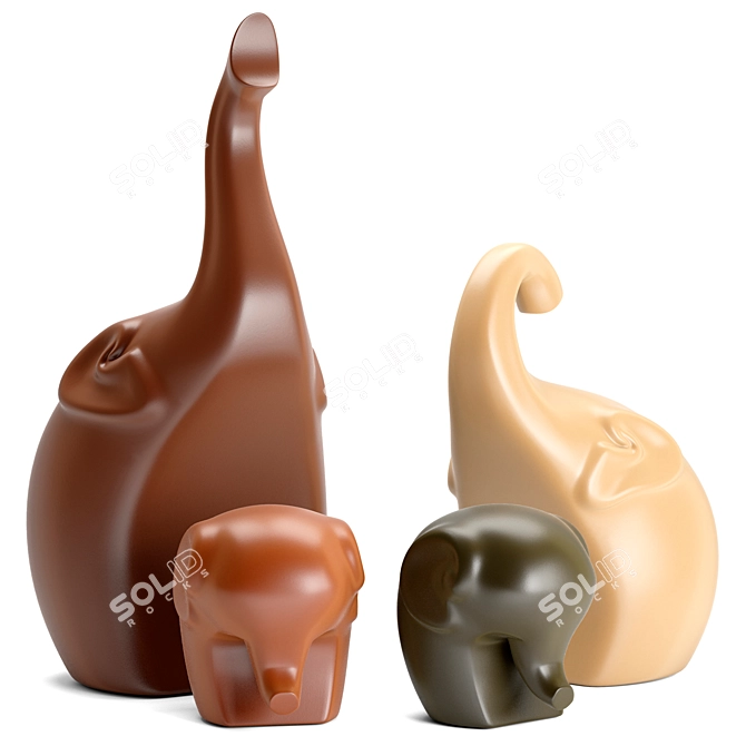 Elegant Elephant Sculptures for Décor 3D model image 4