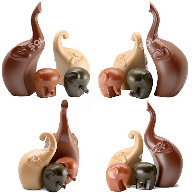 Elegant Elephant Sculptures for Décor 3D model image 5