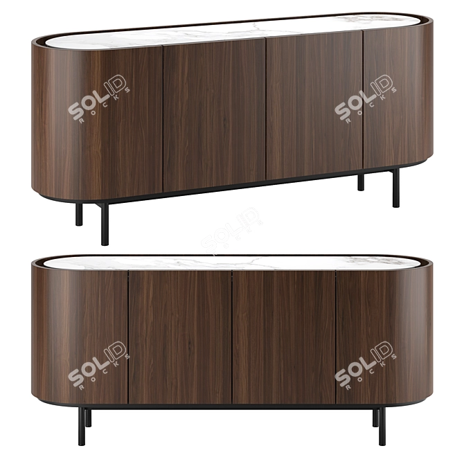 Modern Italian Design Sideboard in Light Oak 3D model image 1