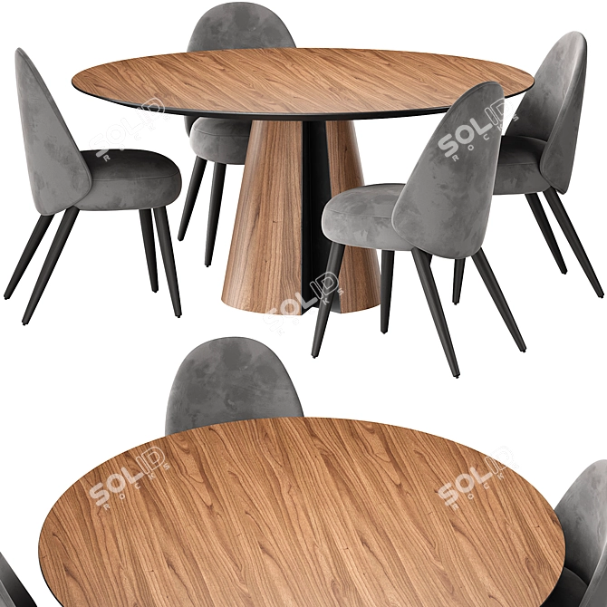 Modern Dining Set: TOTTENHAM Table and IDENTITIES Chairs 3D model image 2