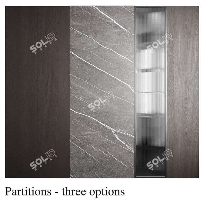 Embossed Glass Decorative Partition Set 3D model image 7