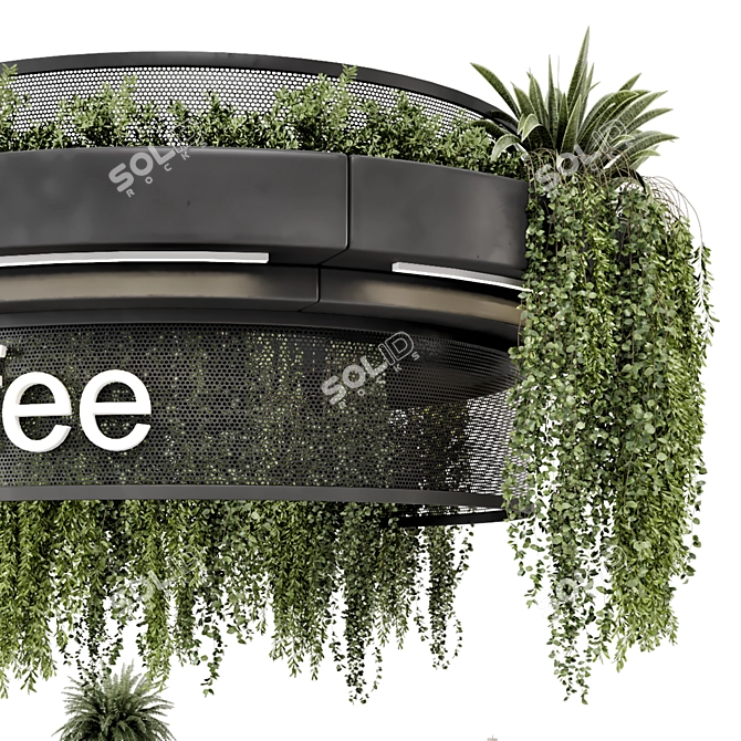 Modern Coffee Reception Desk Plants 3D model image 4