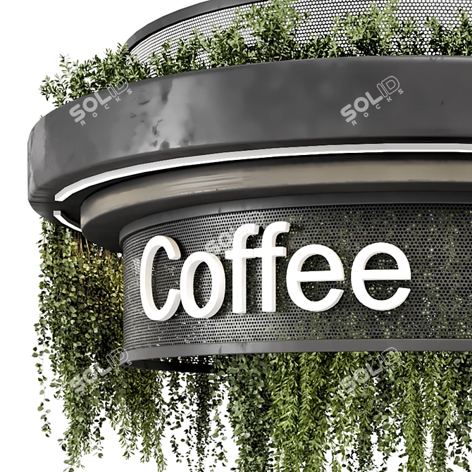 Modern Coffee Reception Desk Plants 3D model image 5