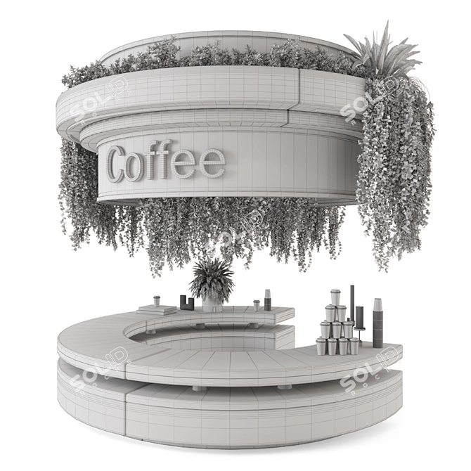 Modern Coffee Reception Desk Plants 3D model image 6