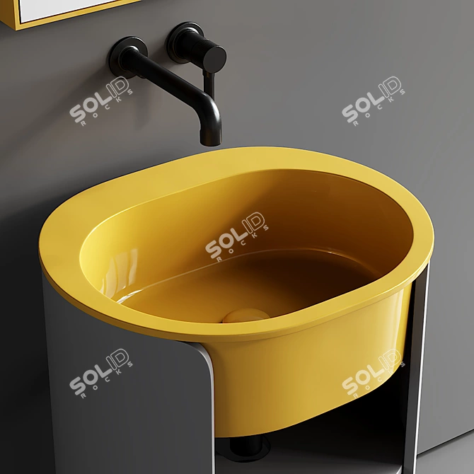 Contemporary Bathroom Vanity & Mirror 3D model image 2