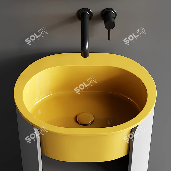Contemporary Bathroom Vanity & Mirror 3D model image 3