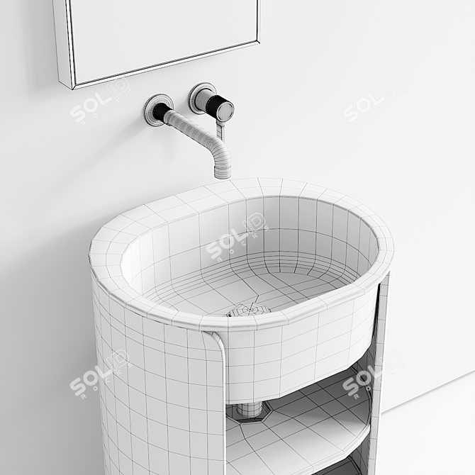 Contemporary Bathroom Vanity & Mirror 3D model image 5