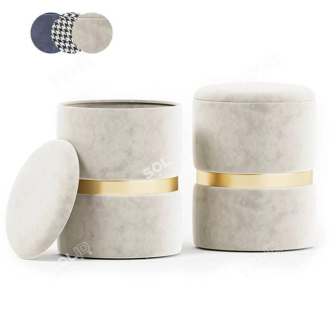 Elegant Soft Seating Ottomans 3D model image 2