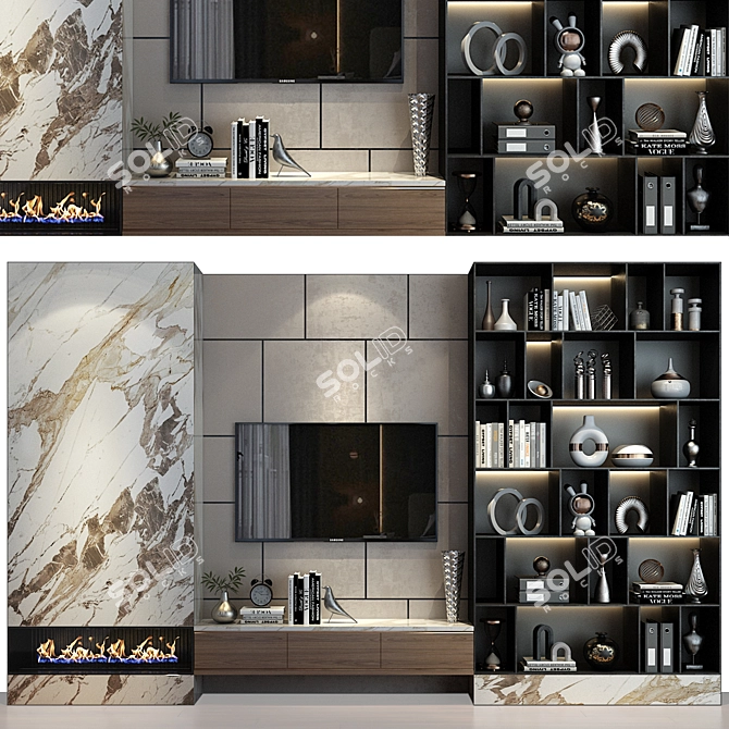  Modern TV Shelf Decor Design 3D model image 1
