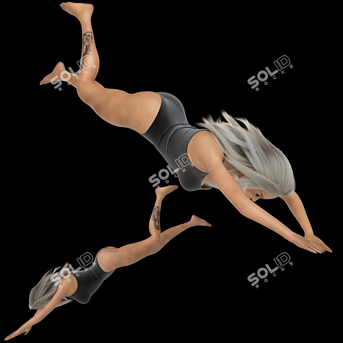 Poolside Diving Girl Figurine 3D model image 1