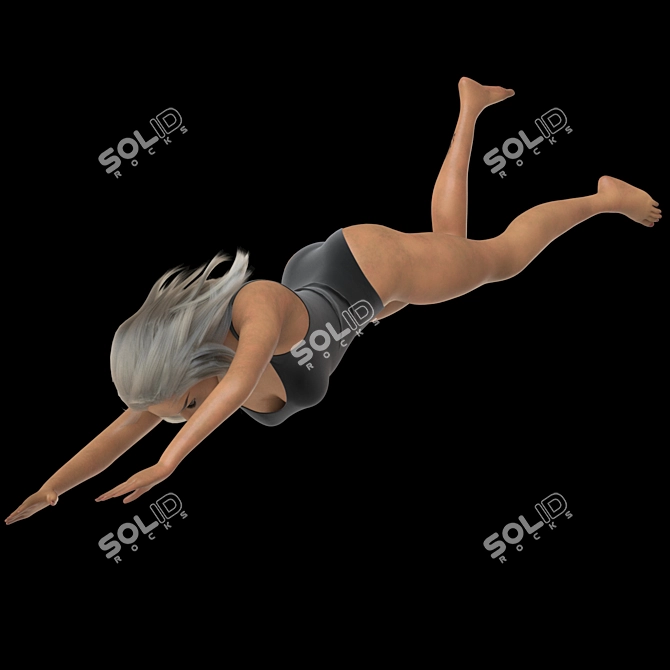 Poolside Diving Girl Figurine 3D model image 2