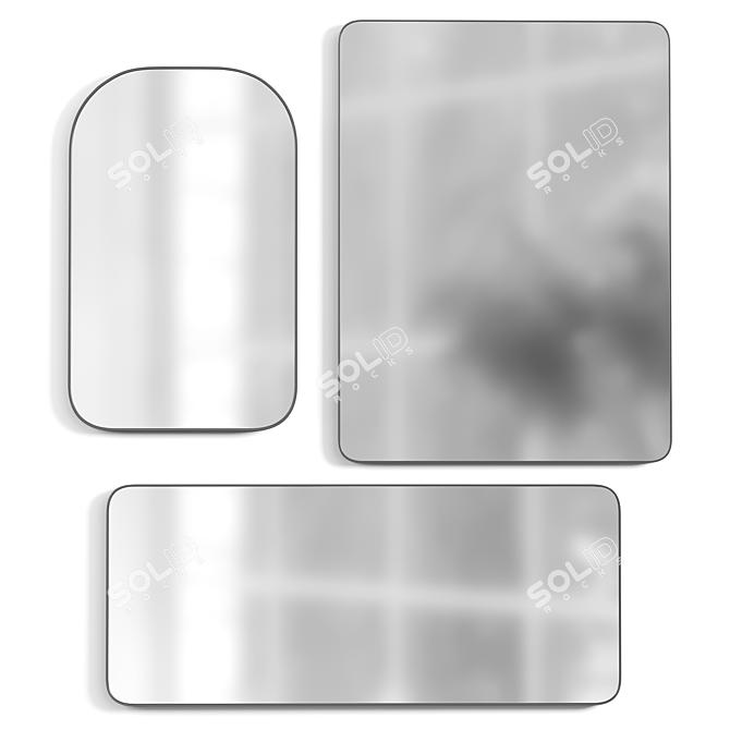 Audre Brass Wall Mirrors Array 3D model image 1