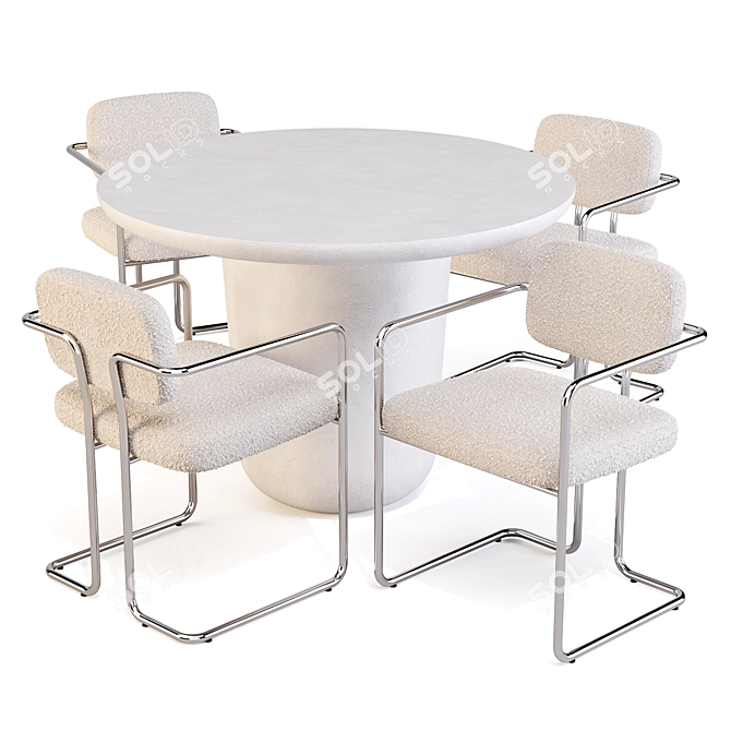 Modern Dining Set: CB2 (Lola Table & Marc Chairs) 3D model image 1