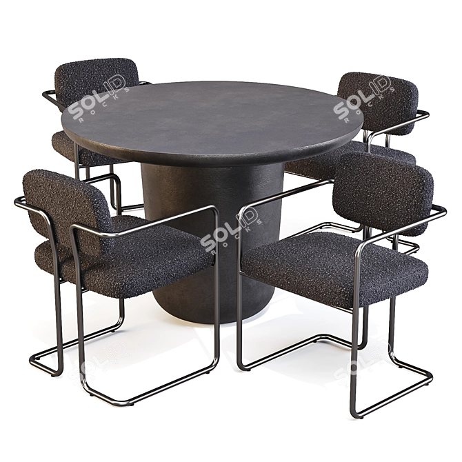 Modern Dining Set: CB2 (Lola Table & Marc Chairs) 3D model image 3