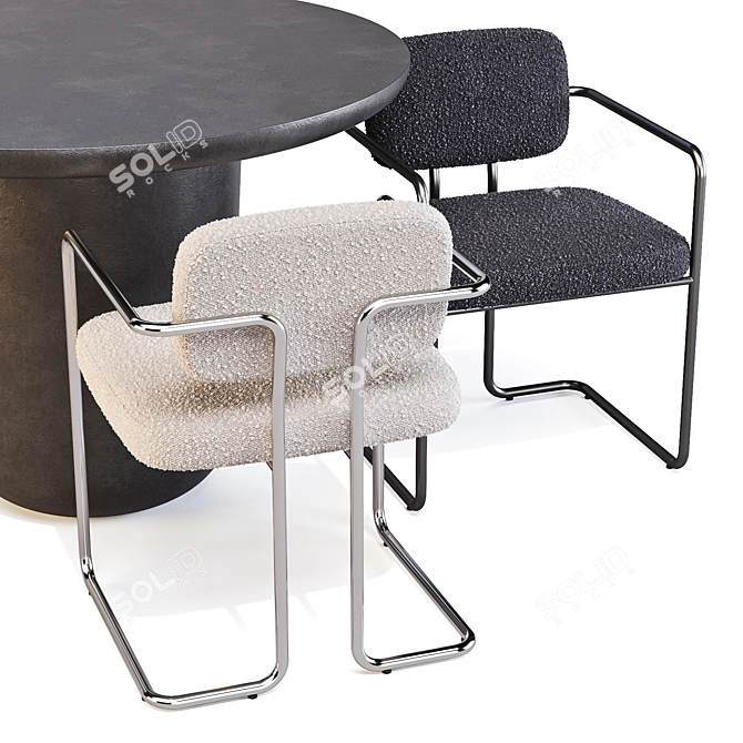 Modern Dining Set: CB2 (Lola Table & Marc Chairs) 3D model image 4