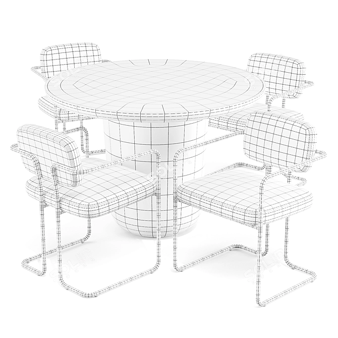 Modern Dining Set: CB2 (Lola Table & Marc Chairs) 3D model image 7