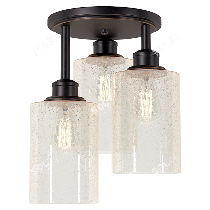 Elegant Glass Semi Flush Mount 3D model image 1