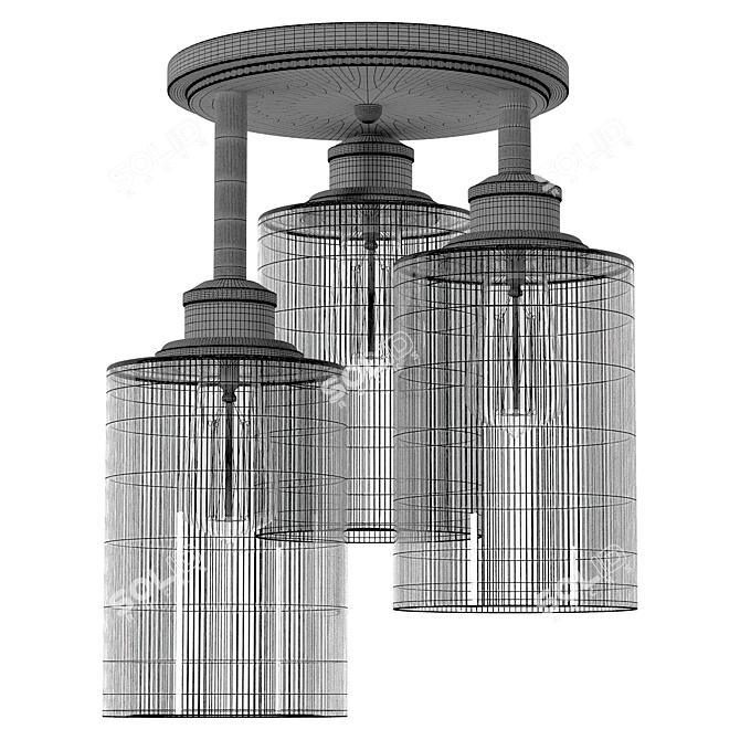 Elegant Glass Semi Flush Mount 3D model image 2