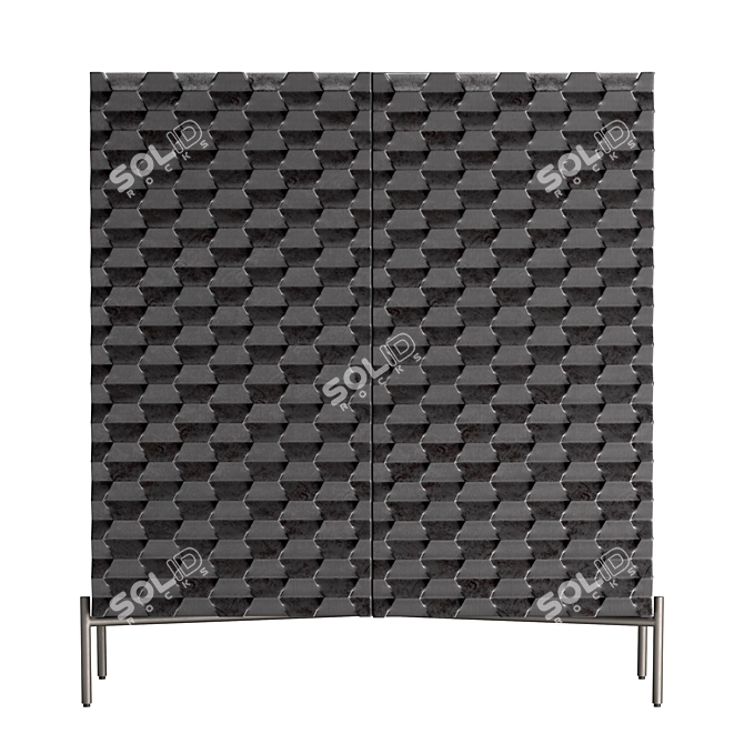 Handcrafted Raffael Black Wood Bar 3D model image 2