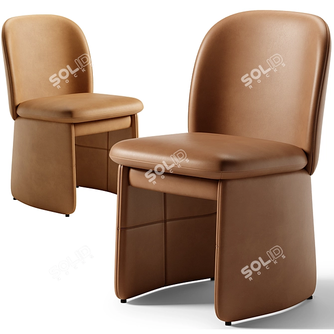 Sophisticated Evie Leather Dining Chair 3D model image 1