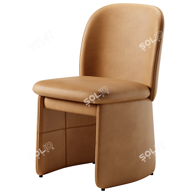Sophisticated Evie Leather Dining Chair 3D model image 2