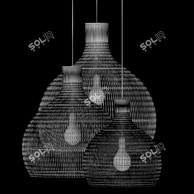 Rattan Pendant Light, Multiple Sizes 3D model image 6