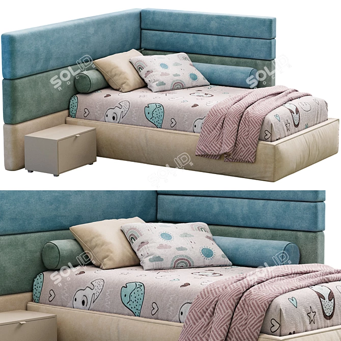 Modern Bed Boiserie Set Tvils 3D model image 2