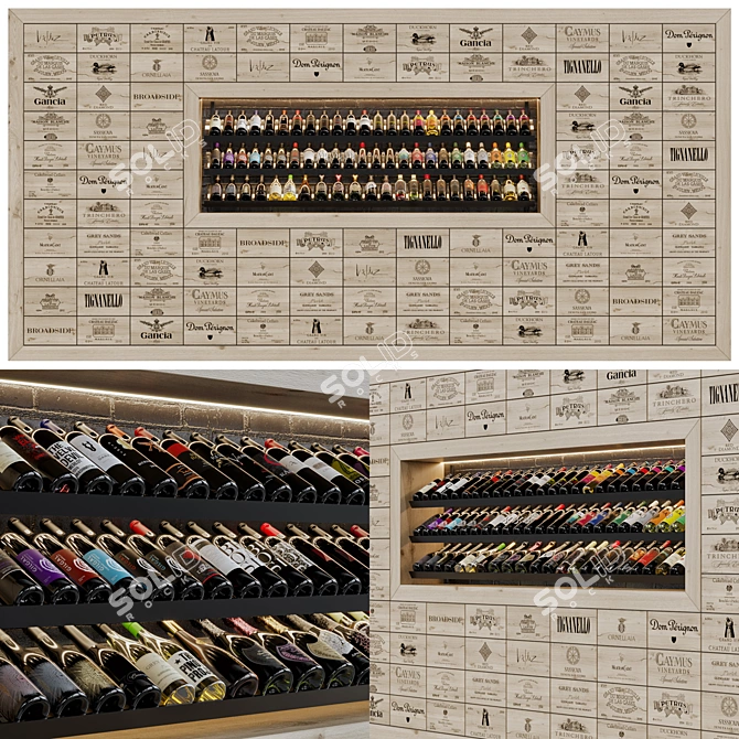 Elegant Wine Cellar Display Stand 3D model image 1