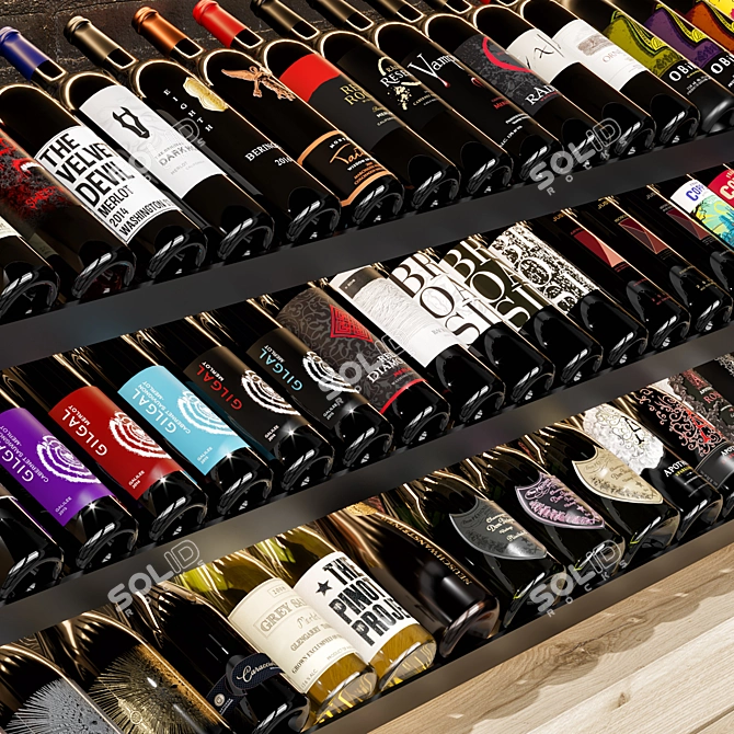 Elegant Wine Cellar Display Stand 3D model image 4