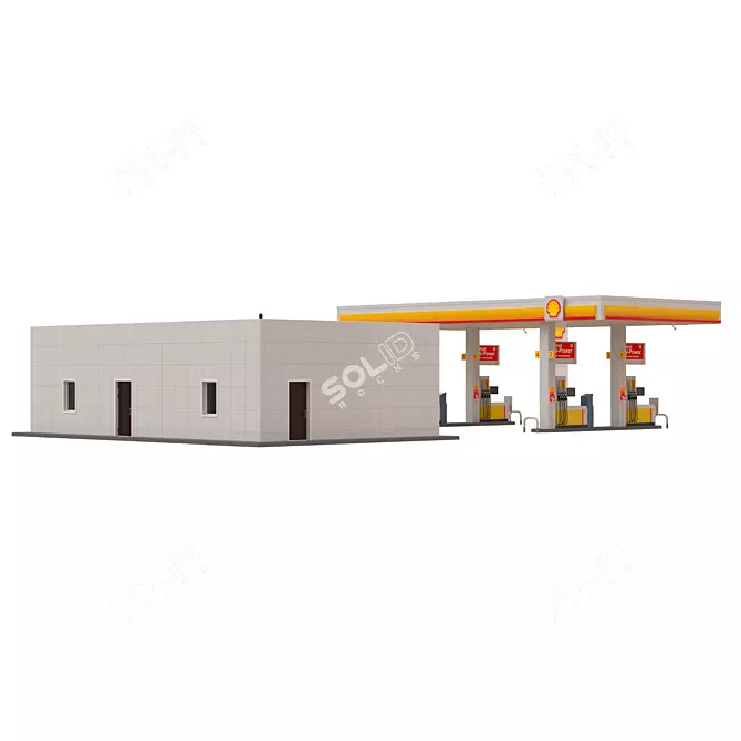 Shell Gas Station Model 8-Line 3D model image 2