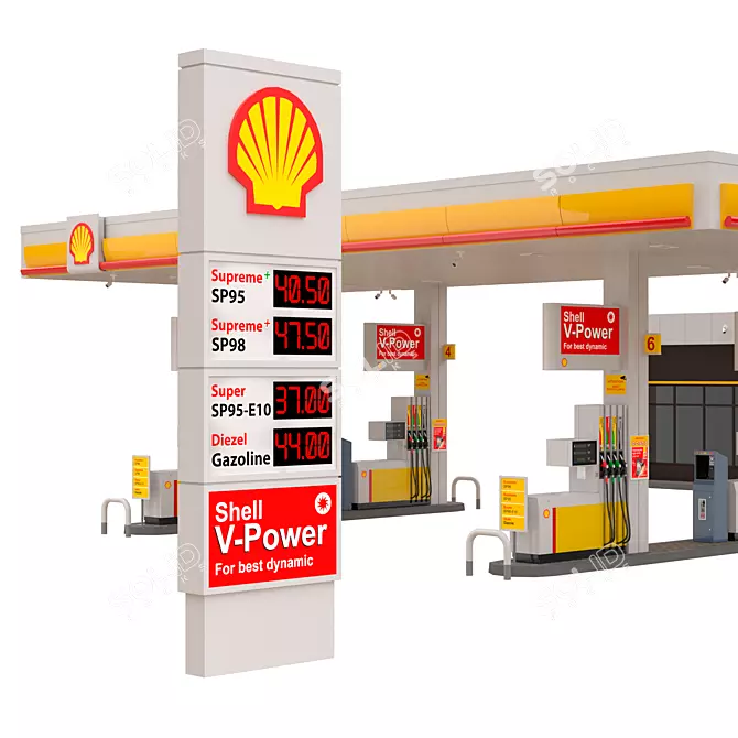 Shell Gas Station Model 8-Line 3D model image 3