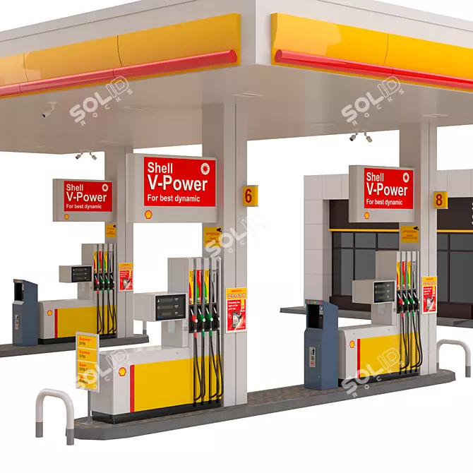 Shell Gas Station Model 8-Line 3D model image 4