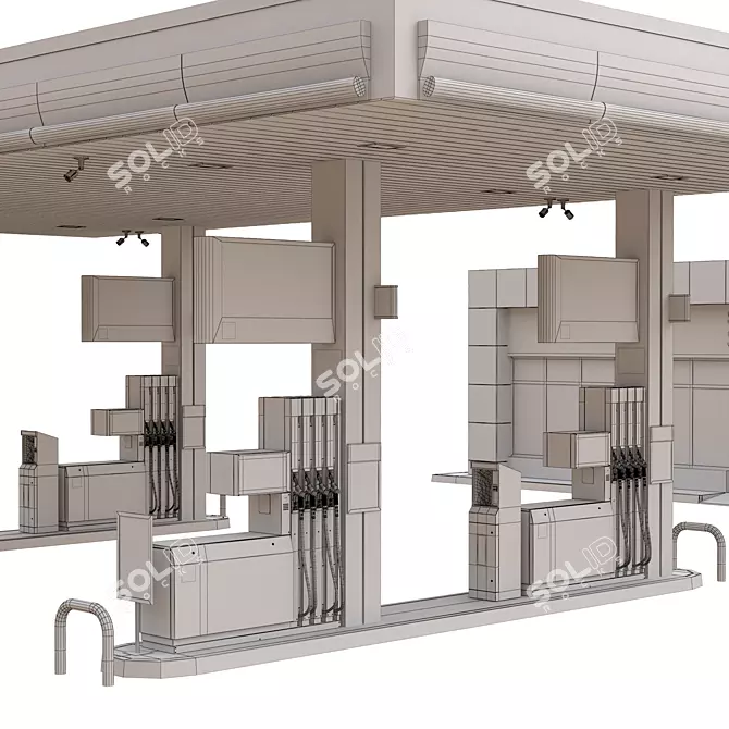 Shell Gas Station Model 8-Line 3D model image 5