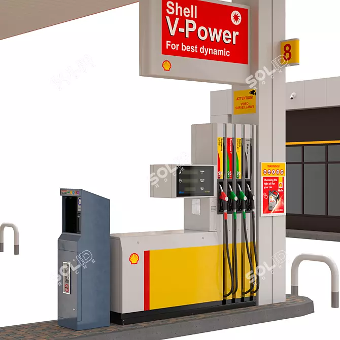 Shell Gas Station Model 8-Line 3D model image 6