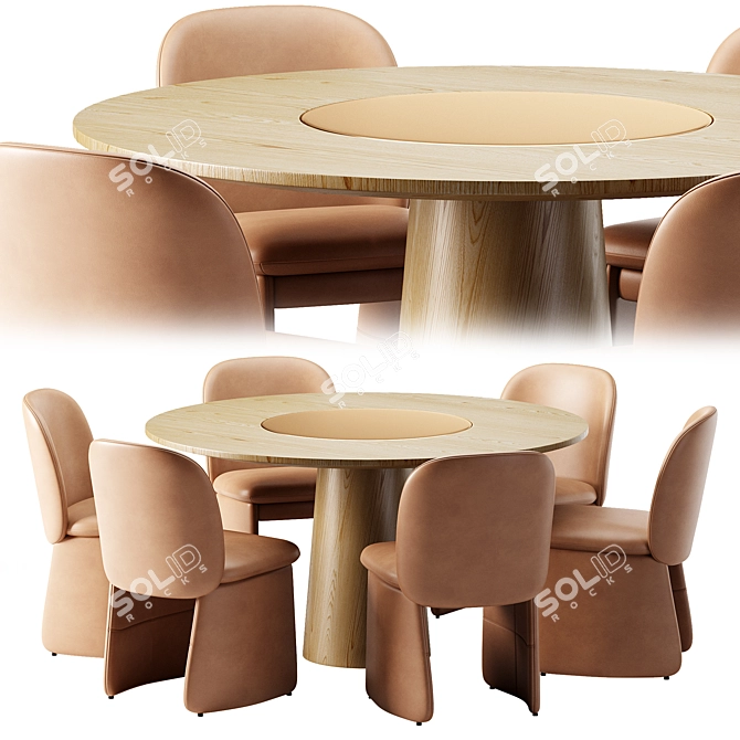 Modern Leather Dining Chair Set 3D model image 1