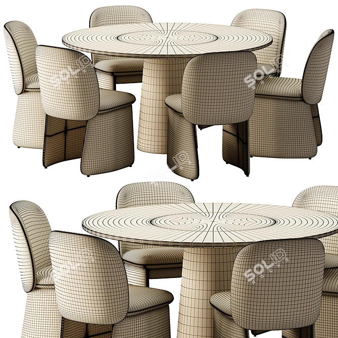 Modern Leather Dining Chair Set 3D model image 2