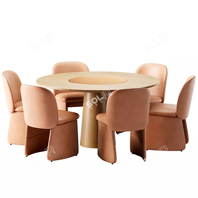 Modern Leather Dining Chair Set 3D model image 5