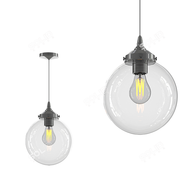 Glass Orb Pendant Light Fixture 3D model image 1