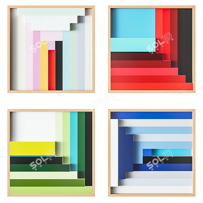 Mod Square Wall Art Set 3D model image 1