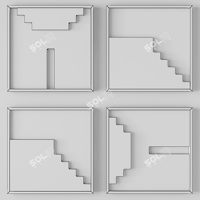 Mod Square Wall Art Set 3D model image 2